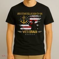 USS Constellation CV 64 Aircraft Carrier Veteran Flag Retro T-Shirt thumb 3