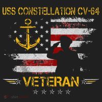 USS Constellation CV 64 Aircraft Carrier Veteran Flag Retro Beanie thumb 2