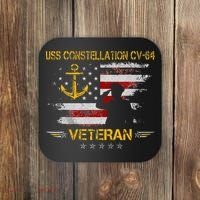 USS Constellation CV 64 Aircraft Carrier Veteran Flag Retro Coaster thumb 0