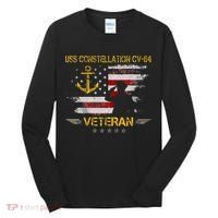USS Constellation CV 64 Aircraft Carrier Veteran Flag Retro Tall Long Sleeve Shirt thumb 0