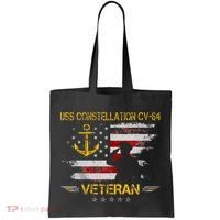 USS Constellation CV 64 Aircraft Carrier Veteran Flag Retro Tote Bag thumb 0