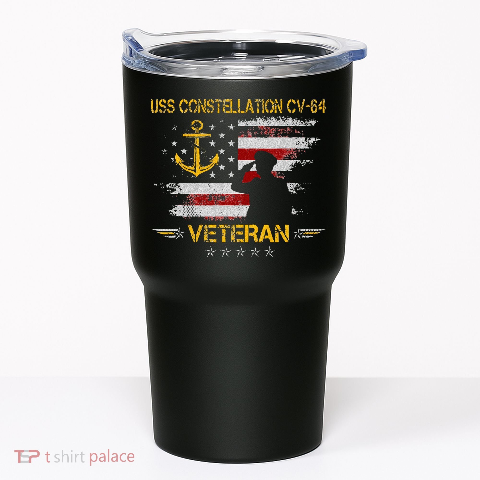 USS Constellation CV 64 Aircraft Carrier Veteran Flag Retro Tumbler