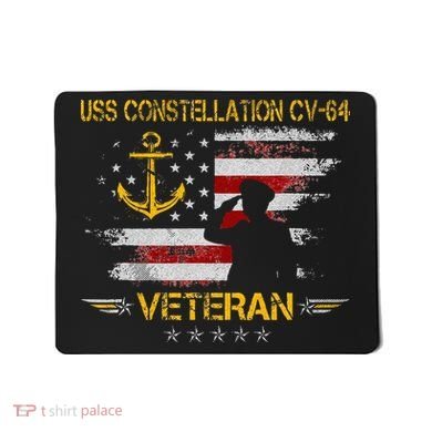 USS Constellation CV 64 Aircraft Carrier Veteran Flag Retro Mousepad
