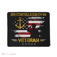 USS Constellation CV 64 Aircraft Carrier Veteran Flag Retro Mousepad thumb 0