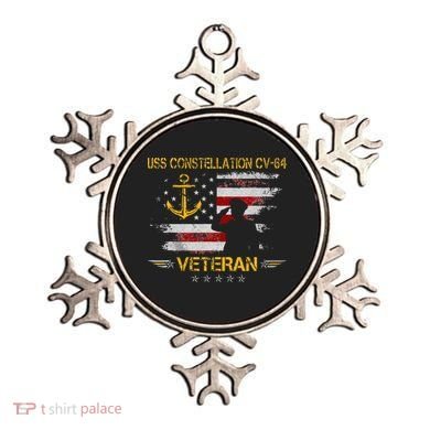USS Constellation CV 64 Aircraft Carrier Veteran Flag Retro Ornament