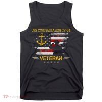 USS Constellation CV 64 Aircraft Carrier Veteran Flag Retro Tank Top thumb 0