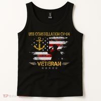 USS Constellation CV 64 Aircraft Carrier Veteran Flag Retro Tank Top thumb 2