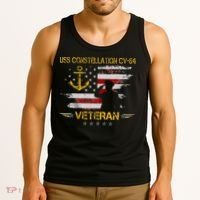 USS Constellation CV 64 Aircraft Carrier Veteran Flag Retro Tank Top thumb 3