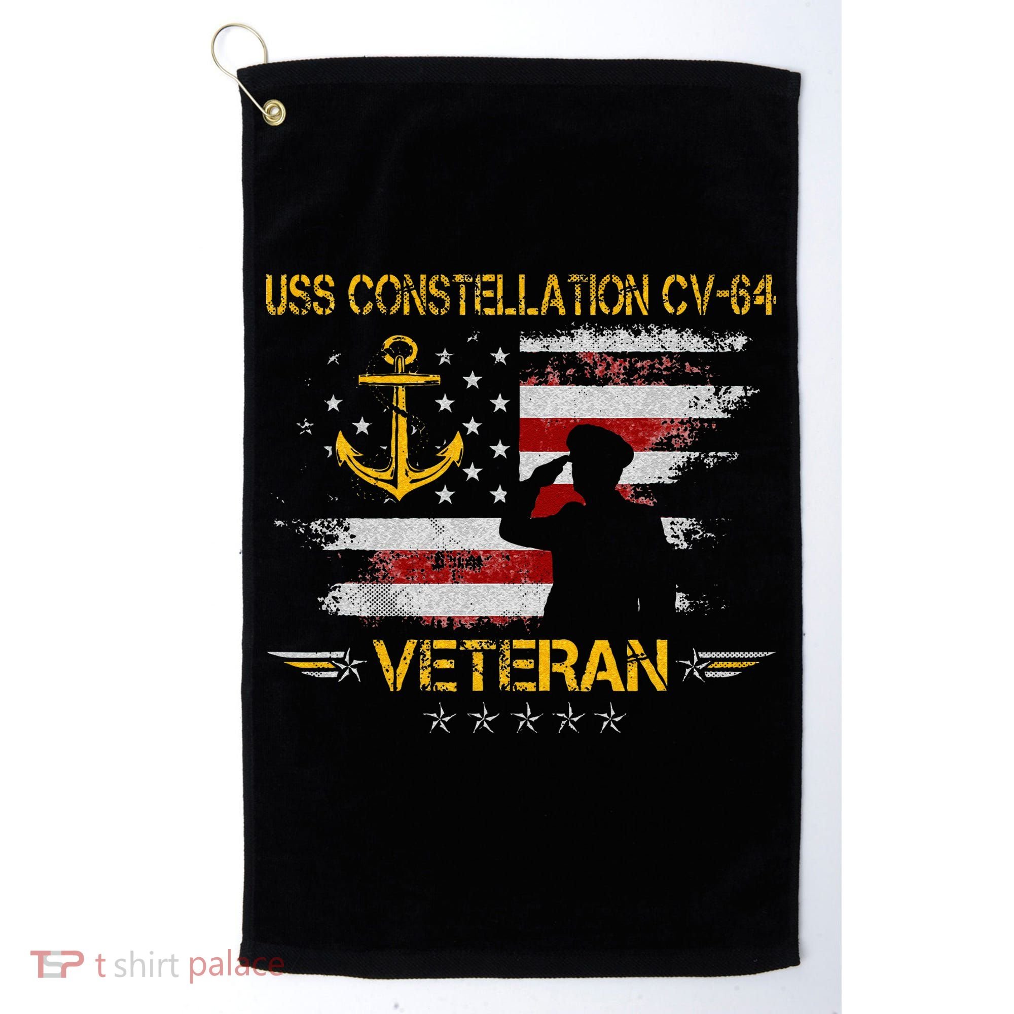 USS Constellation CV 64 Aircraft Carrier Veteran Flag Retro Golf Towel