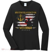 USS Constellation CV 64 Aircraft Carrier Veteran Flag Retro Women's Long Sleeve Shirt thumb 0