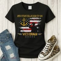 USS Constellation CV 64 Aircraft Carrier Veteran Flag Retro Women's T-Shirt thumb 3