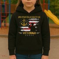 USS Constellation CV 64 Aircraft Carrier Veteran Flag Retro Kids Hoodie thumb 3