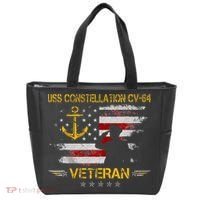 USS Constellation CV 64 Aircraft Carrier Veteran Flag Retro Tote Bag thumb 0