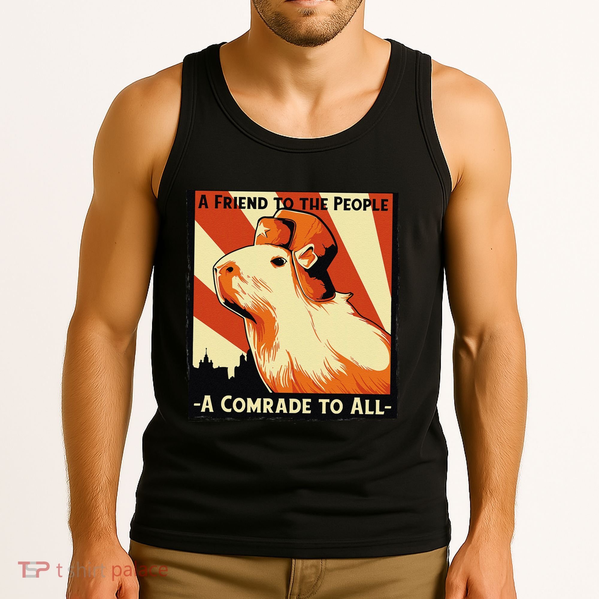 Ussr Communist Capybara Soviet A Friend To The People Tank Top