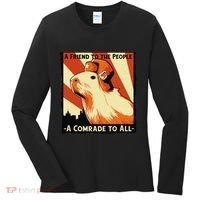 Ussr Communist Capybara Soviet A Friend To The People Women's Long Sleeve Shirt thumb 0