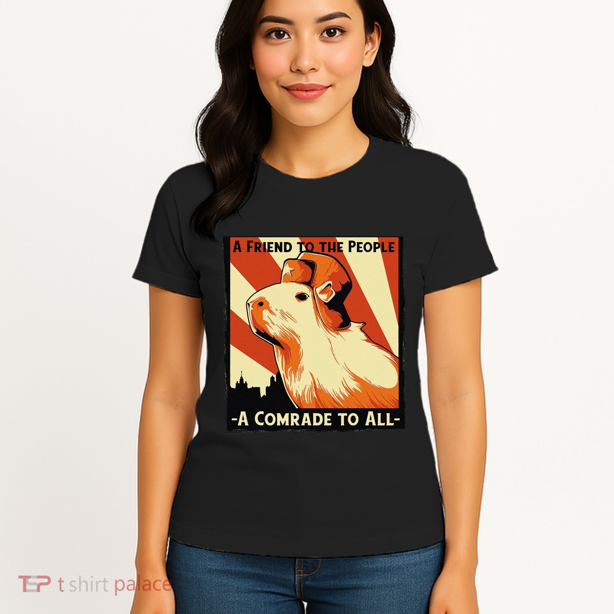 Ussr Communist Capybara Soviet A Friend To The People Women's T-Shirt