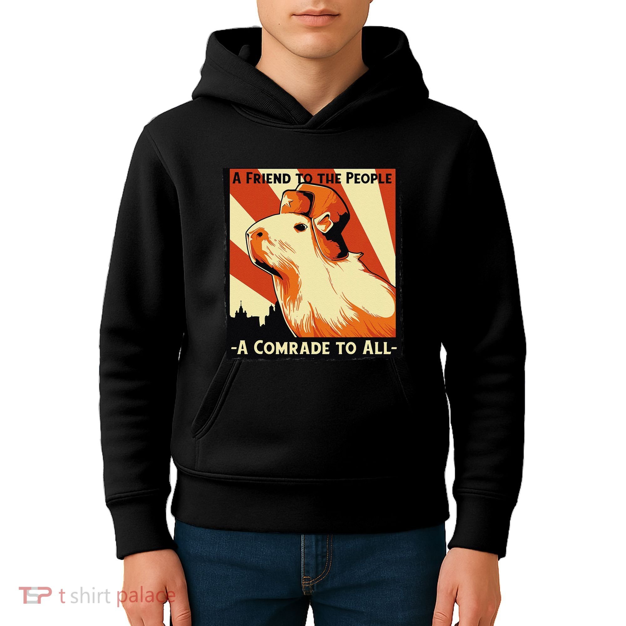 Ussr Communist Capybara Soviet A Friend To The People Kids Hoodie