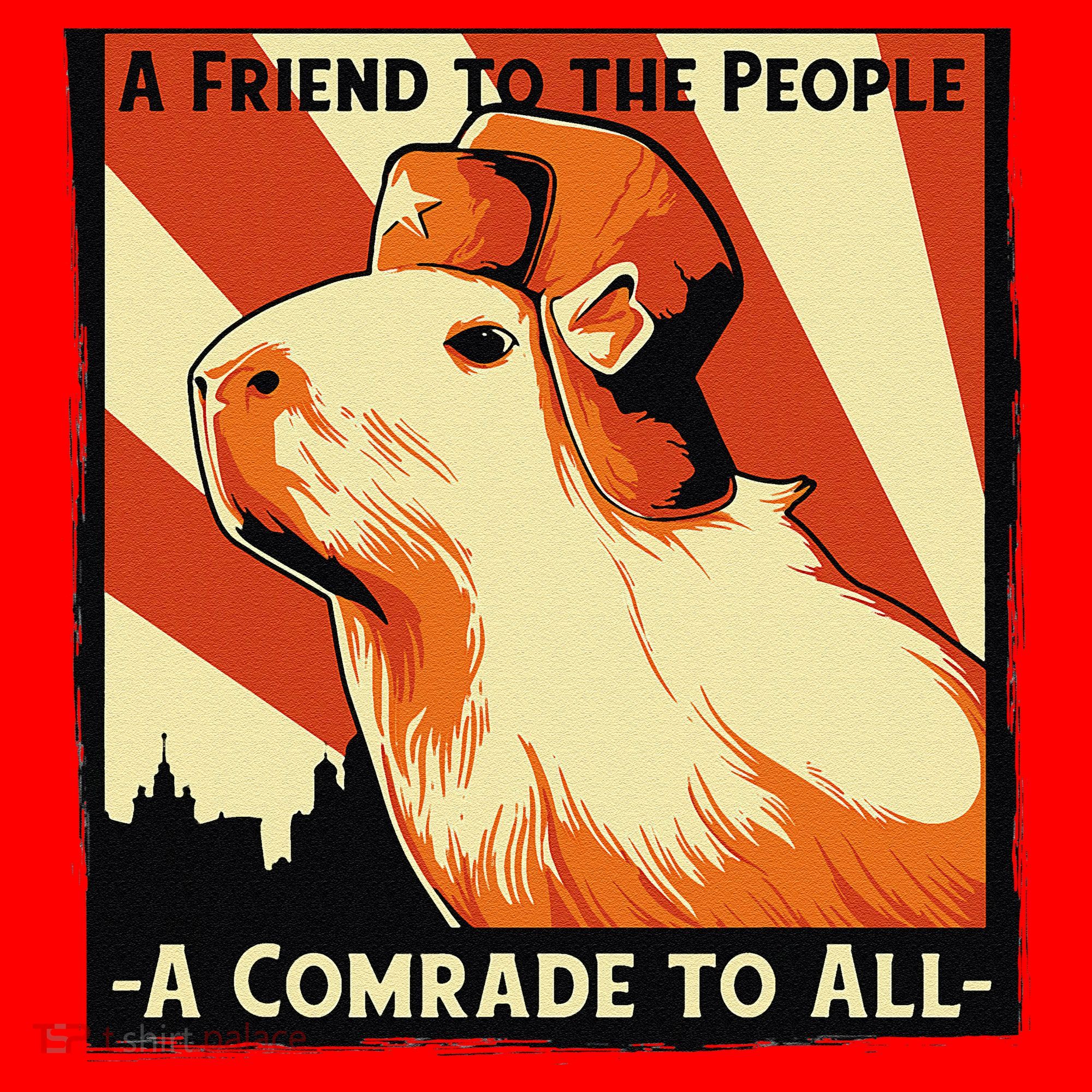 Ussr Communist Capybara Soviet A Friend To The People Santa Hat