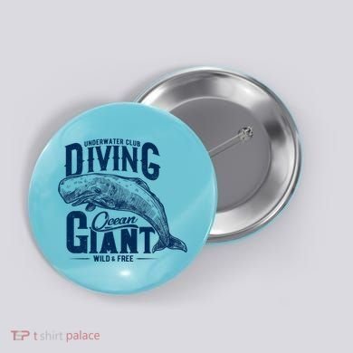 Underwater Club Diving Ocean Giant Wild And Free Button
