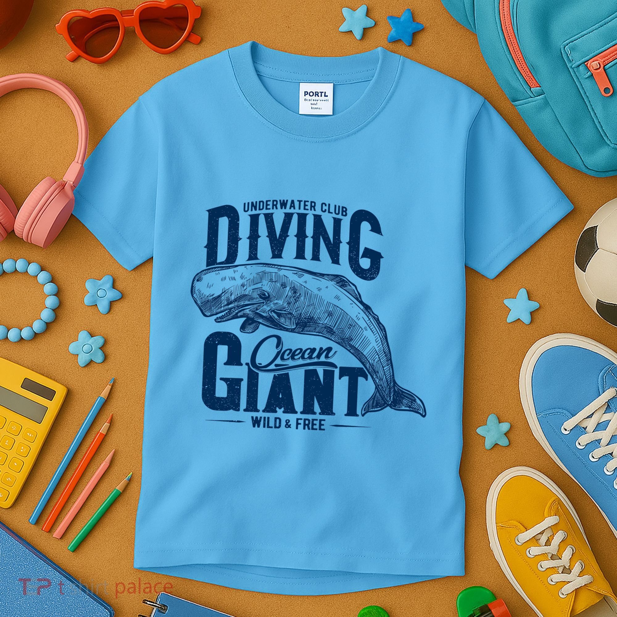 Underwater Club Diving Ocean Giant Wild And Free Kids T-Shirt