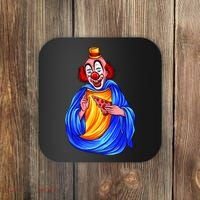 Ugly Clown Eating Pizza Coaster thumb 0