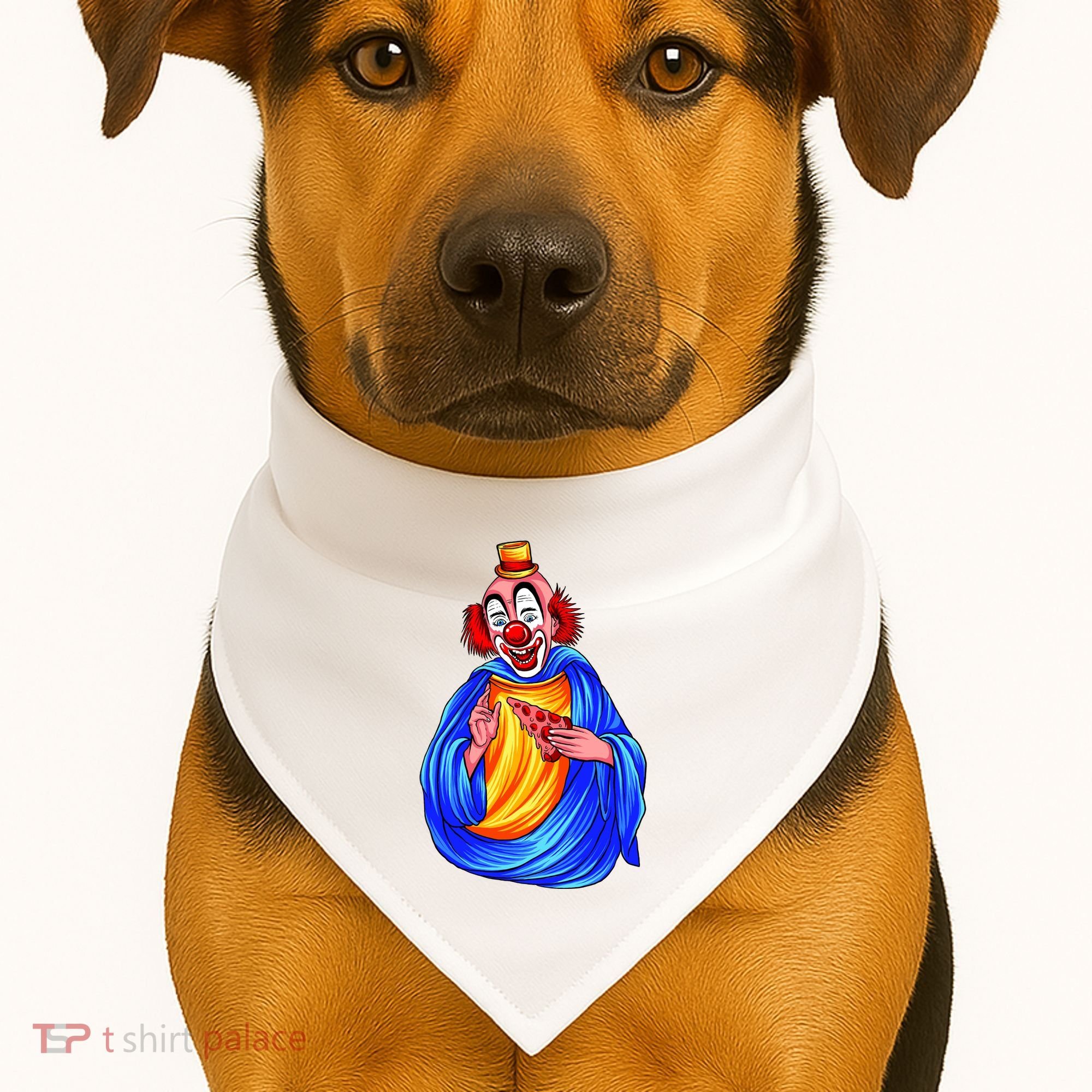 Ugly Clown Eating Pizza USA-Made Doggie Bandana