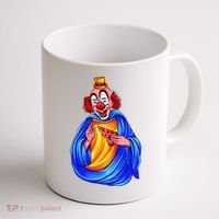 Ugly Clown Eating Pizza Coffee Mug thumb 1