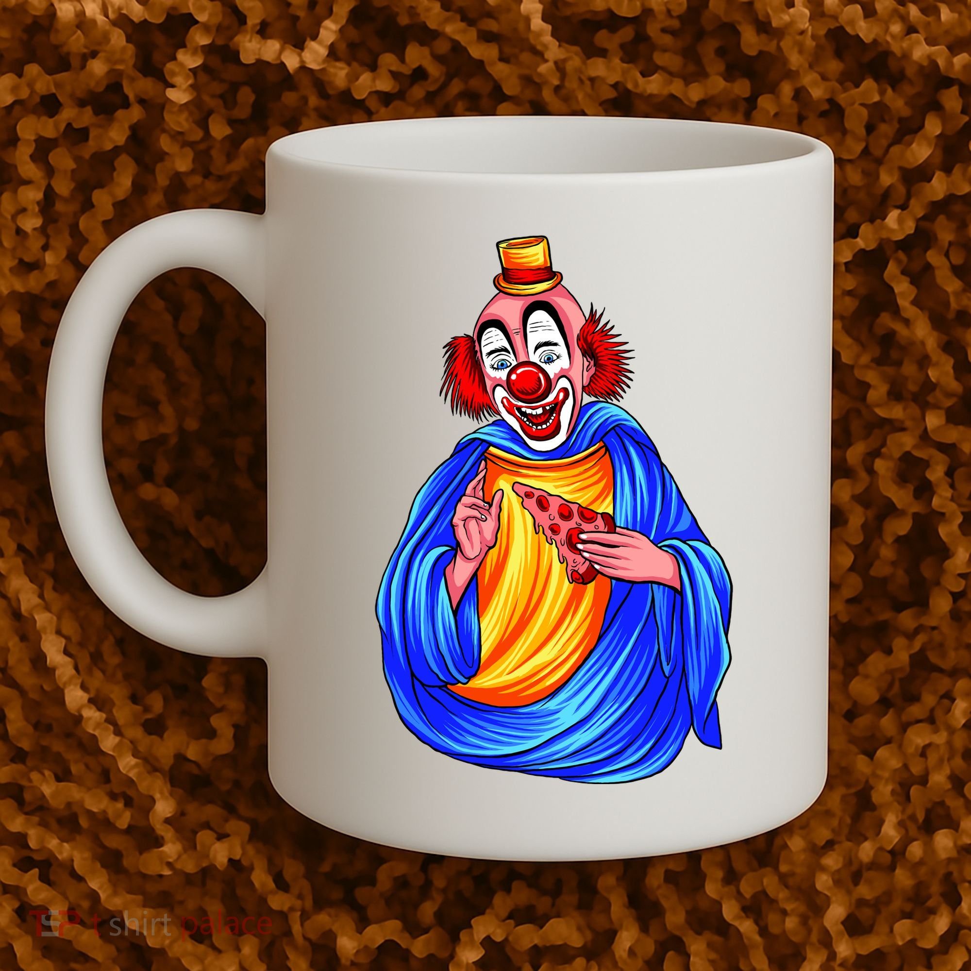 Ugly Clown Eating Pizza Coffee Mug