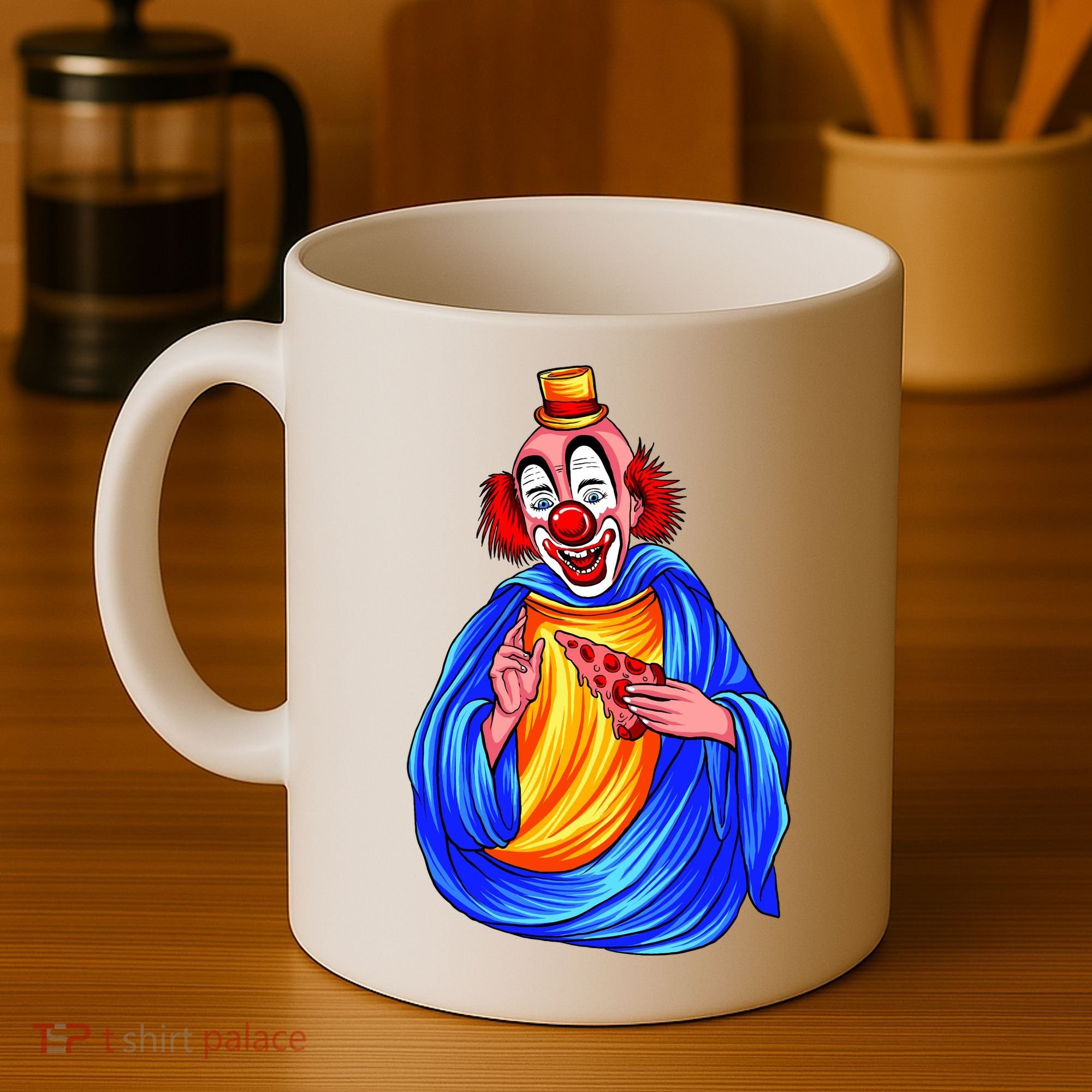 Ugly Clown Eating Pizza Coffee Mug