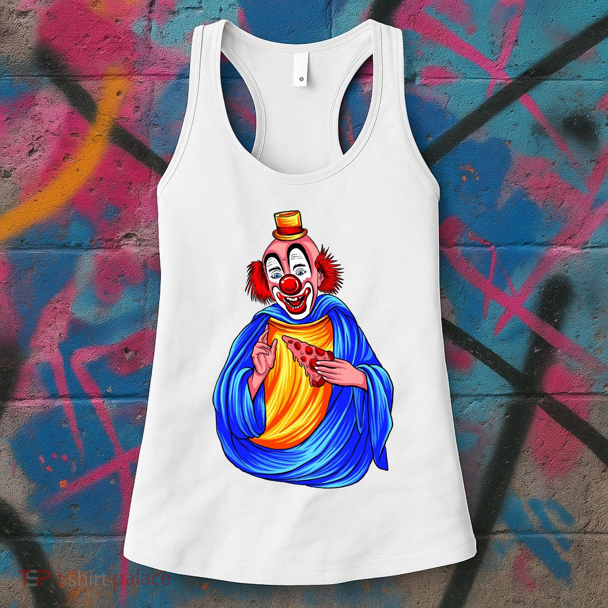Ugly Clown Eating Pizza Women's Tank Top