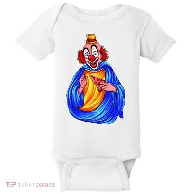 Ugly Clown Eating Pizza Baby Bodysuit
