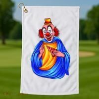 Ugly Clown Eating Pizza Golf Towel thumb 1