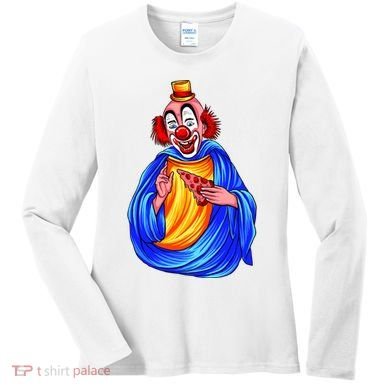 Ugly Clown Eating Pizza Women's Long Sleeve Shirt