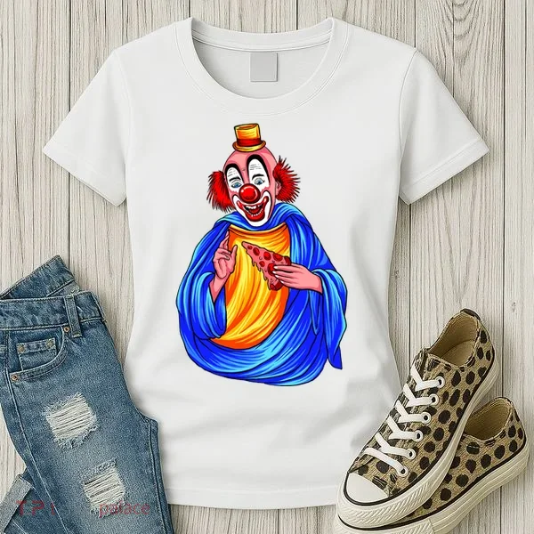 Ugly Clown Eating Pizza Women's T-Shirt