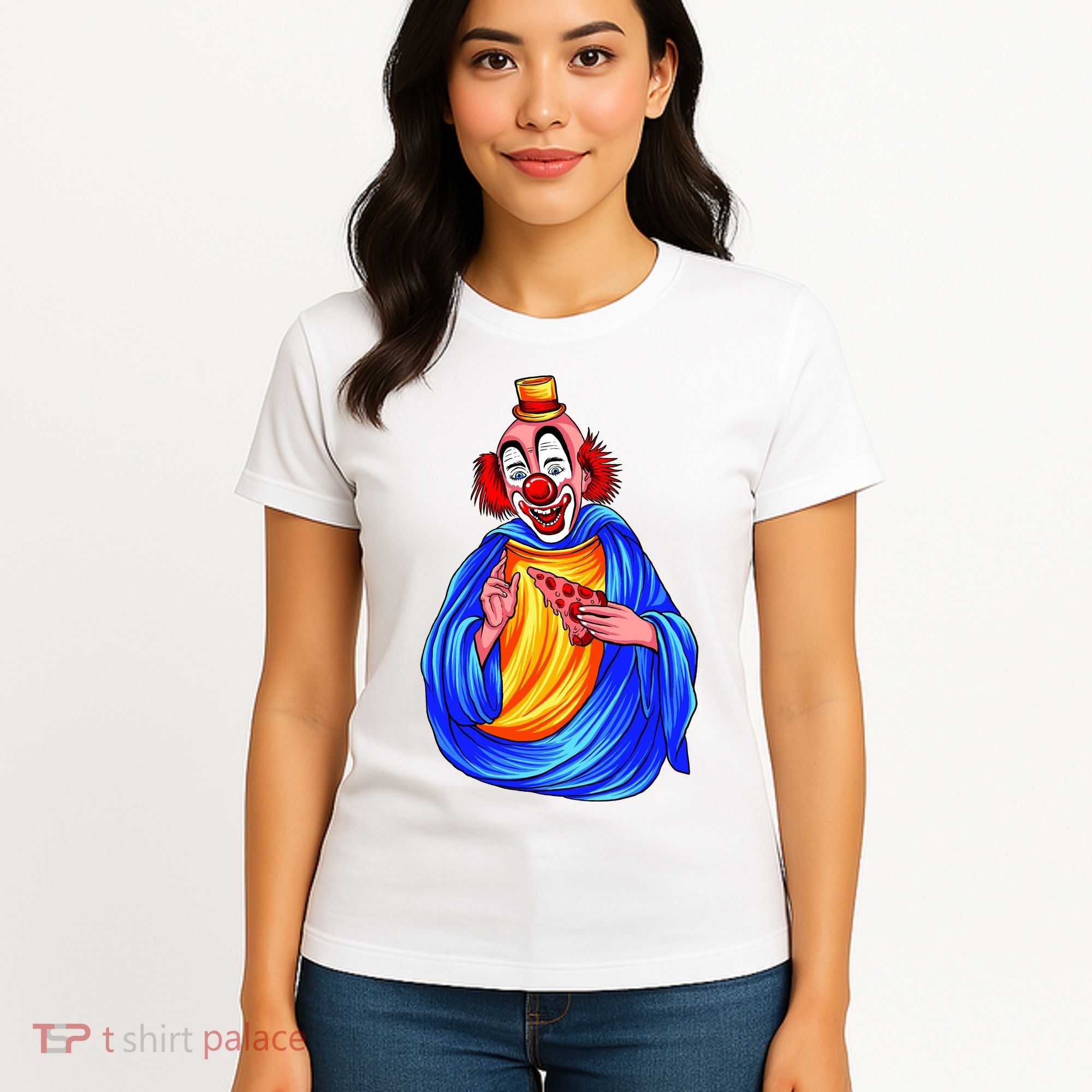 Ugly Clown Eating Pizza Women's T-Shirt