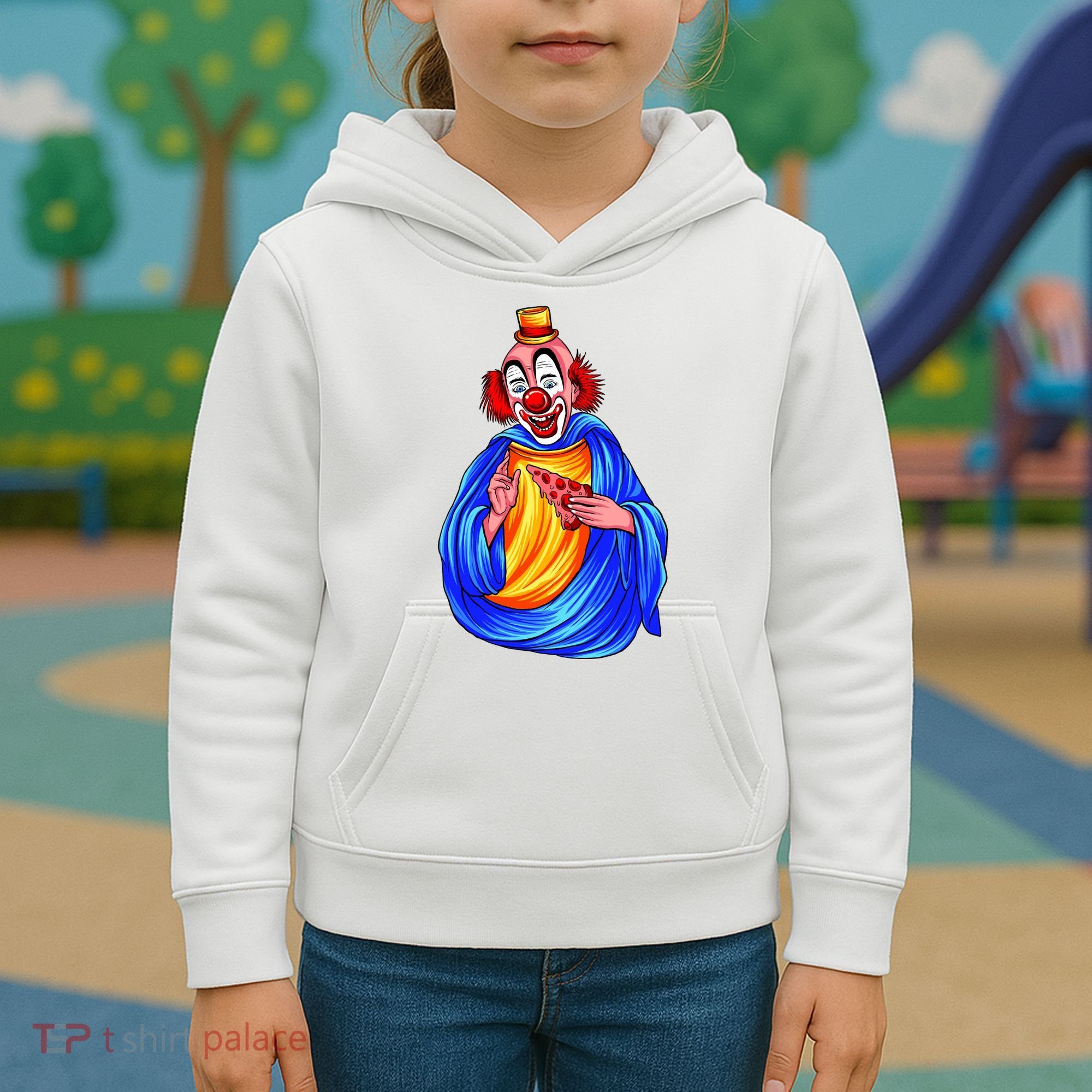 Ugly Clown Eating Pizza Kids Hoodie
