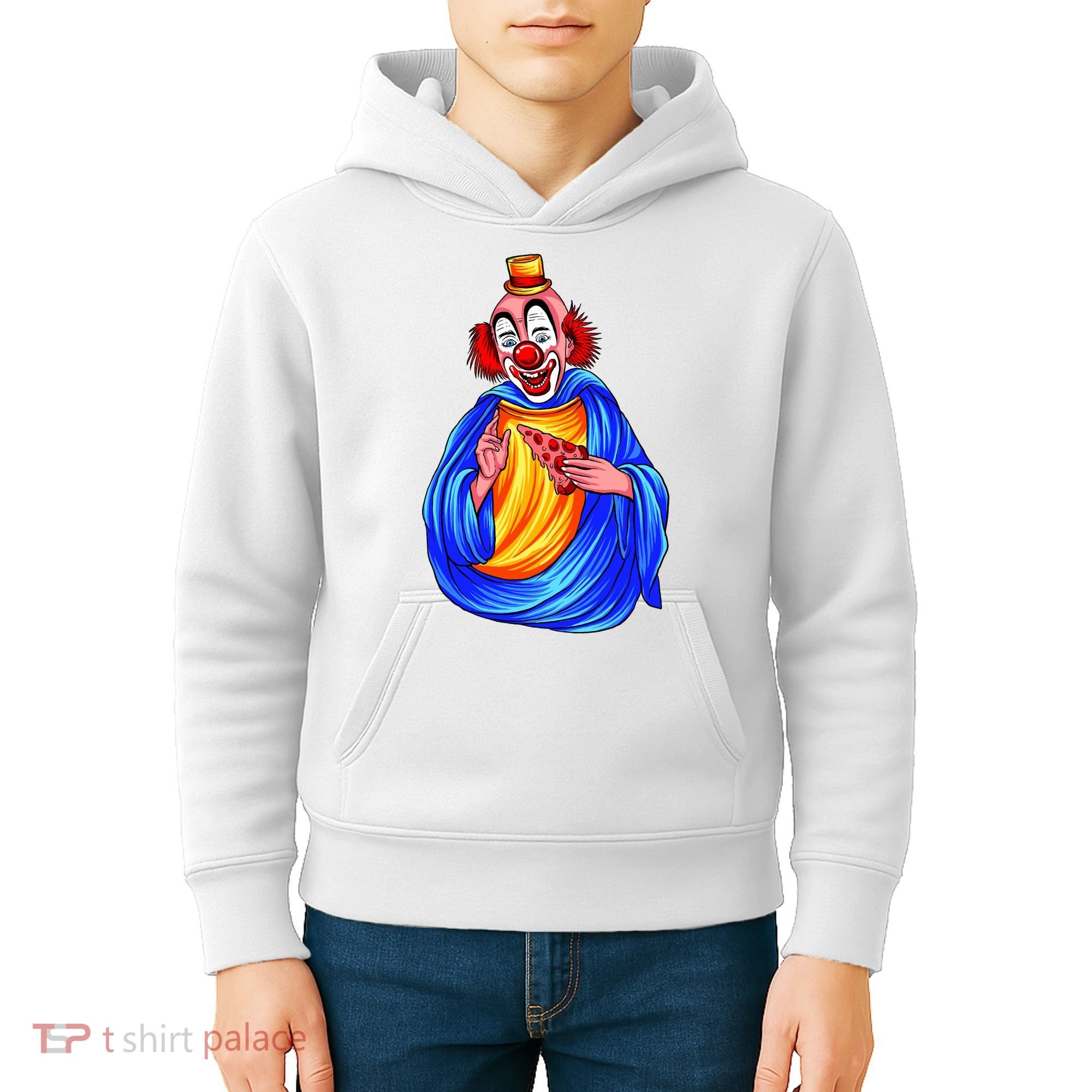 Ugly Clown Eating Pizza Kids Hoodie