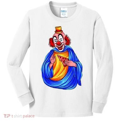 Ugly Clown Eating Pizza Kids Long Sleeve Shirt