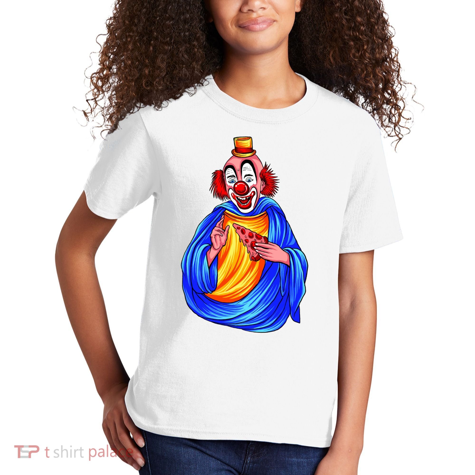 Ugly Clown Eating Pizza Kids T-Shirt