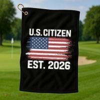 U.S. CITIZEN EST 2026 American Flag Golf Towel thumb 1
