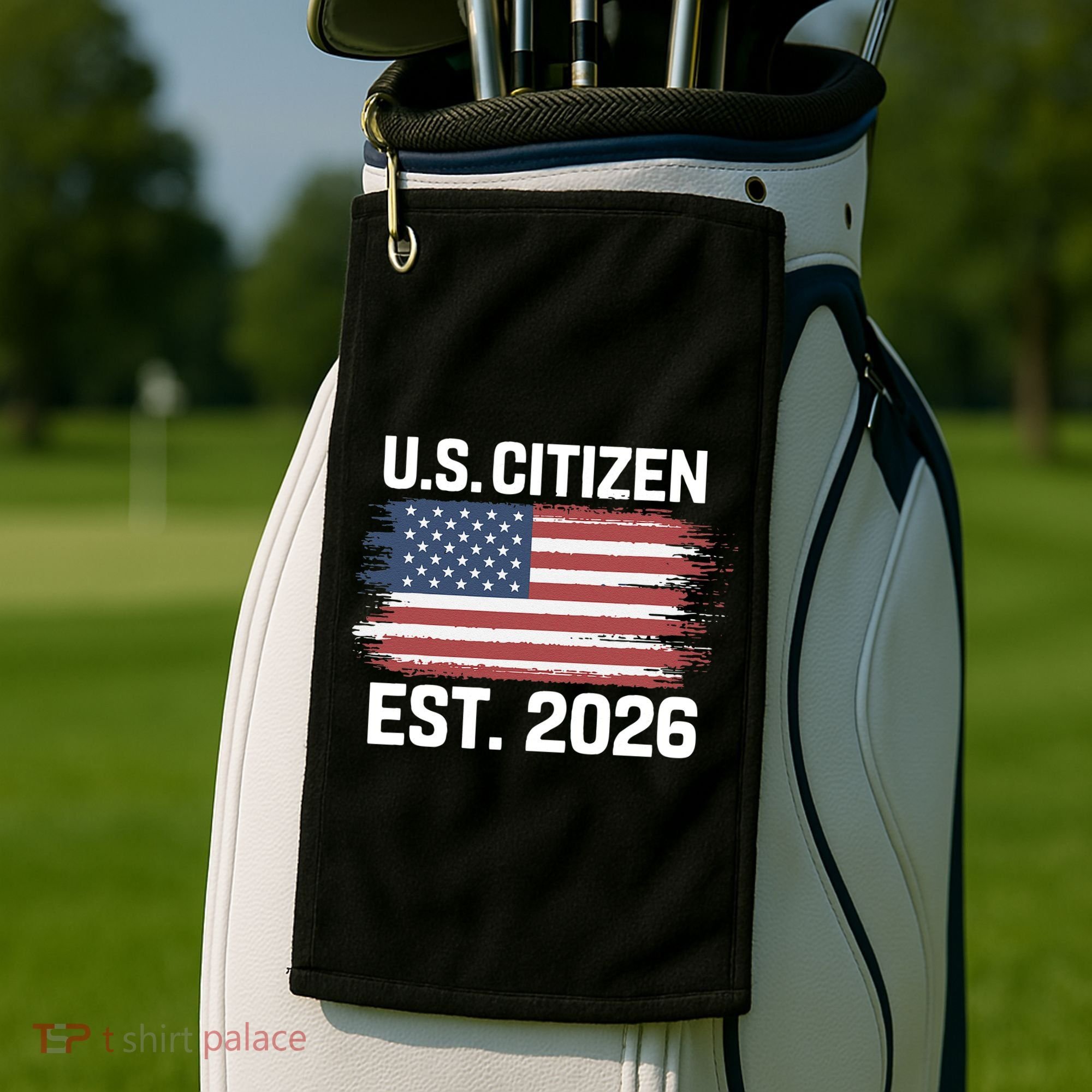U.S. CITIZEN EST 2026 American Flag Golf Towel