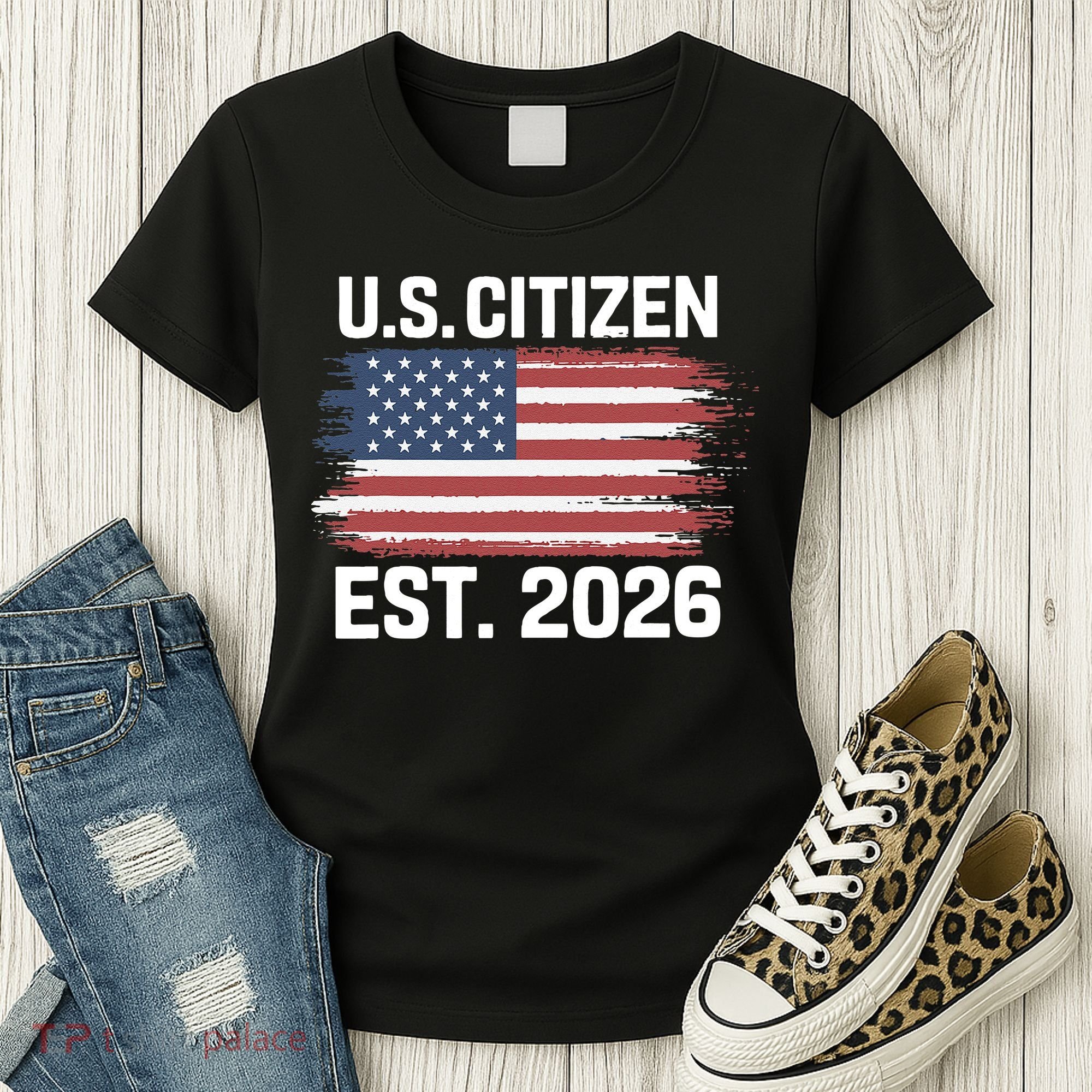 U.S. CITIZEN EST 2026 American Flag Women's T-Shirt