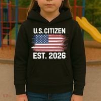 U.S. CITIZEN EST 2026 American Flag Kids Hoodie thumb 3