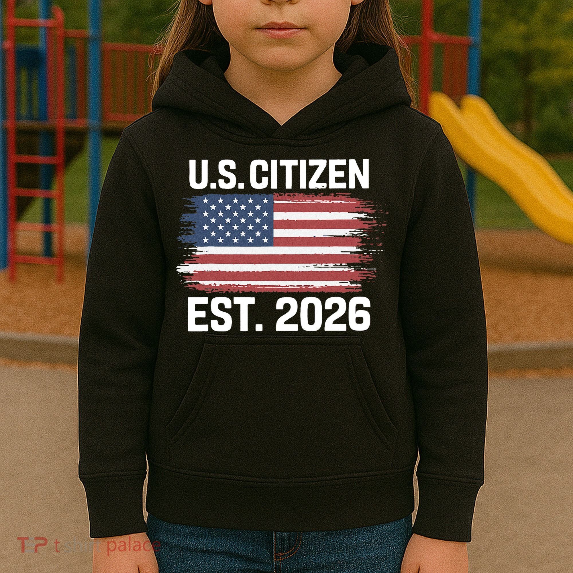 U.S. CITIZEN EST 2026 American Flag Kids Hoodie