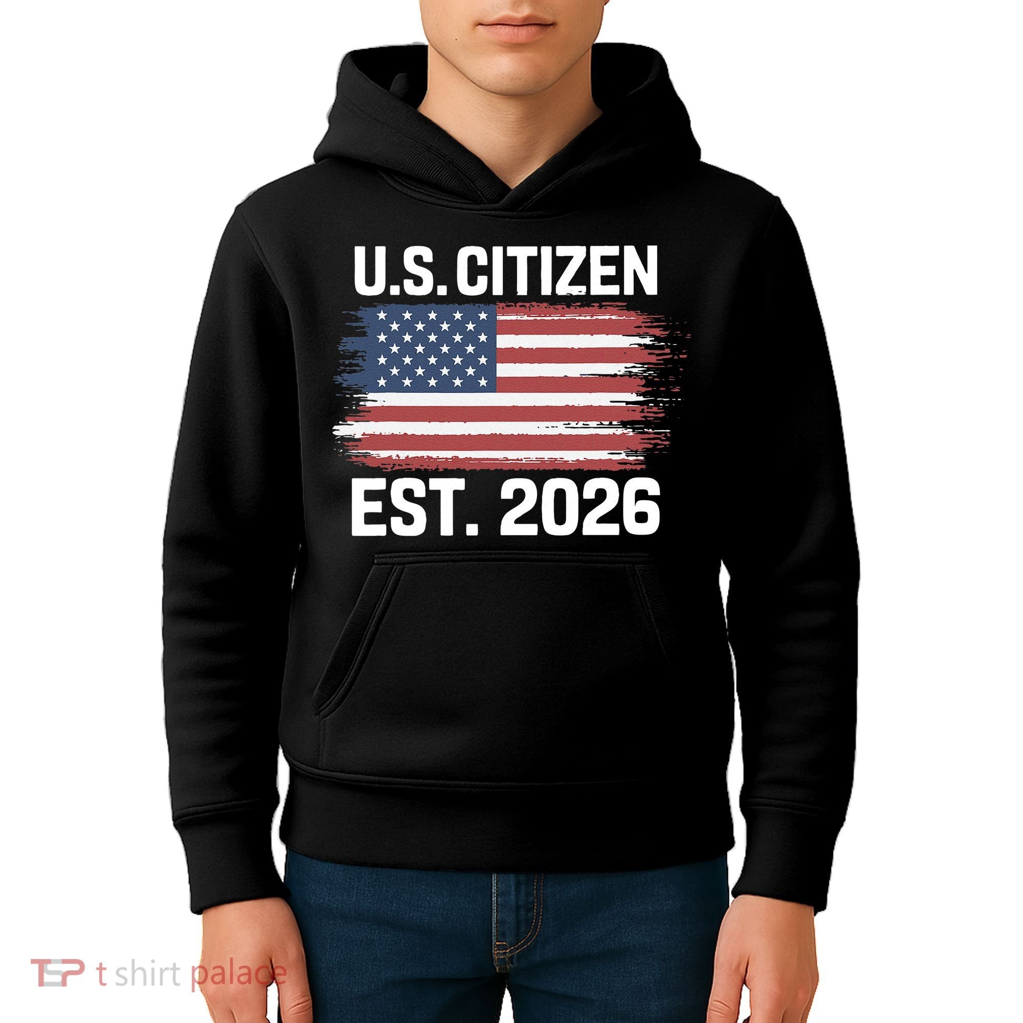 U.S. CITIZEN EST 2026 American Flag Kids Hoodie