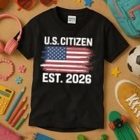 U.S. CITIZEN EST 2026 American Flag Kids T-Shirt thumb 3