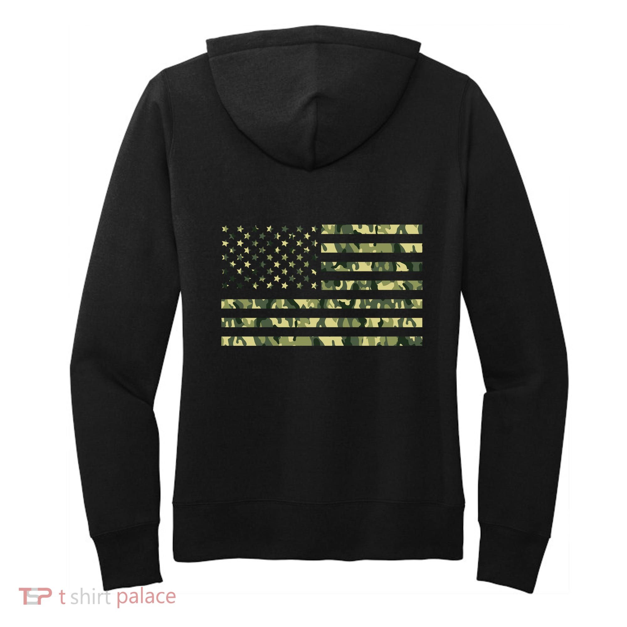 USA Camo Flag United States Of America Army Military Front & Back Women's Hoodie