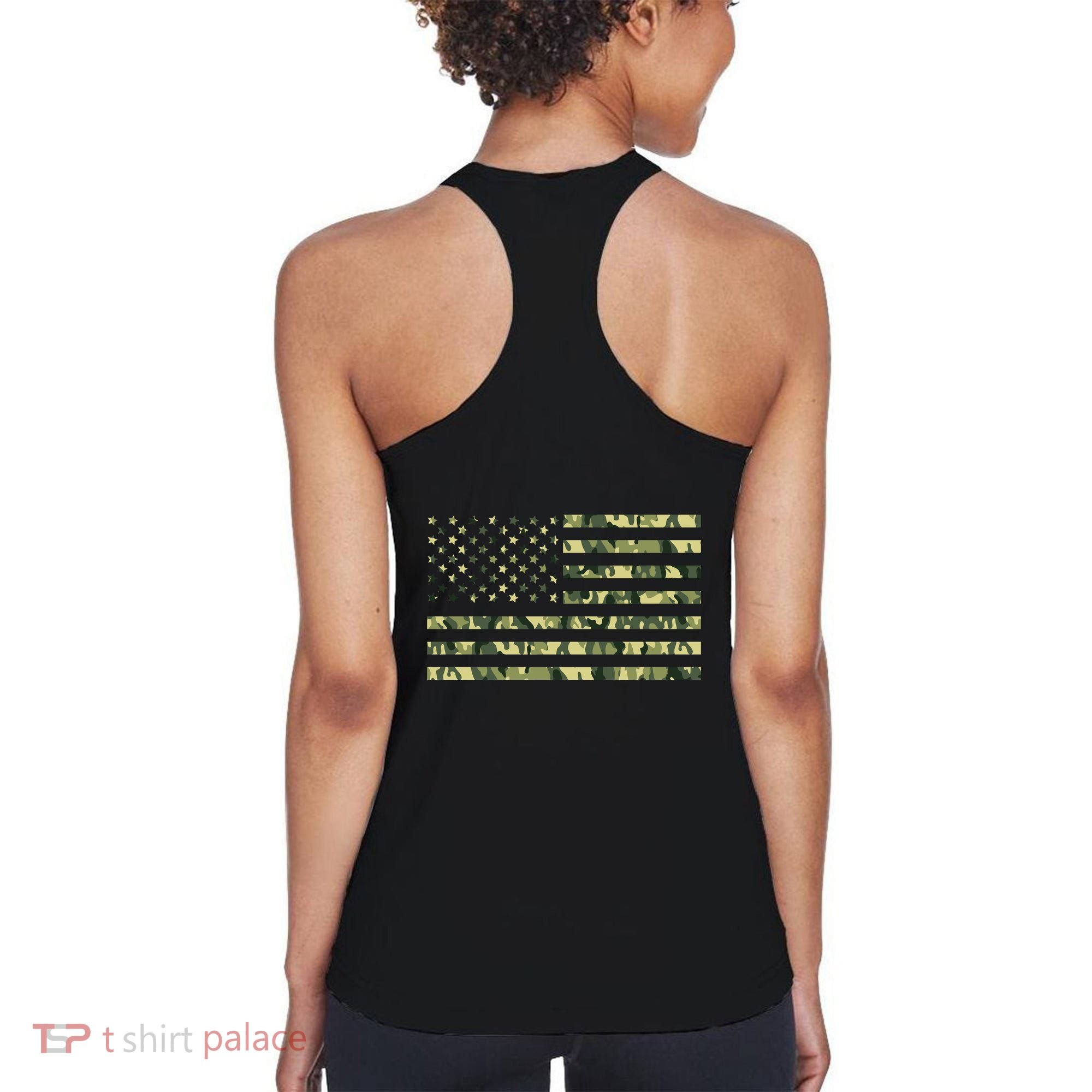 USA Camo Flag United States Of America Army Military Front & Back Women's Tank Top