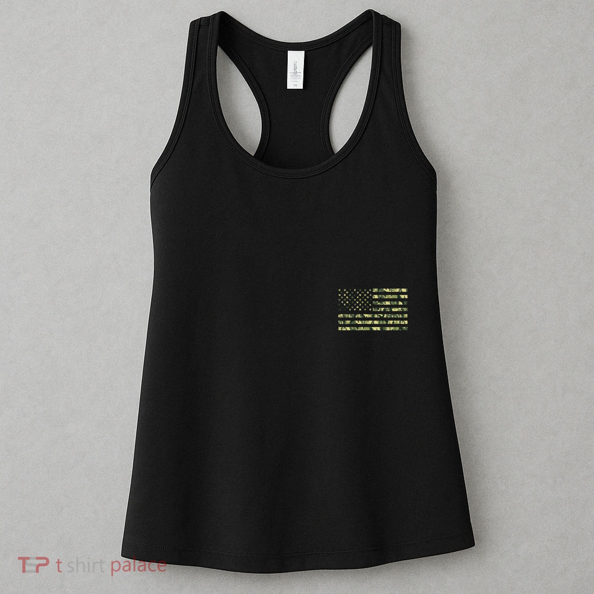 USA Camo Flag United States Of America Army Military Front & Back Women's Tank Top