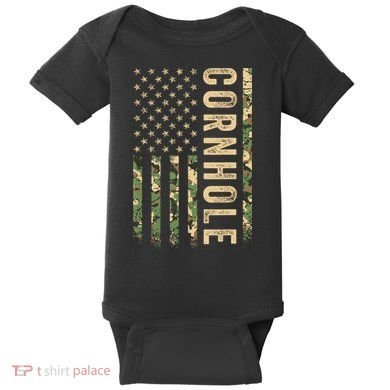Usa Cornhole Flag Baby Bodysuit